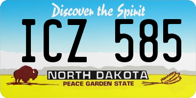 ND license plate ICZ585