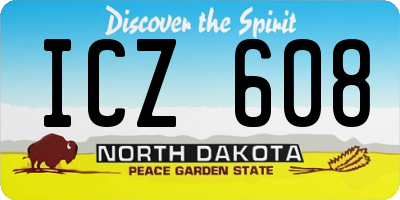 ND license plate ICZ608