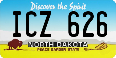 ND license plate ICZ626