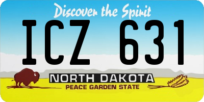 ND license plate ICZ631