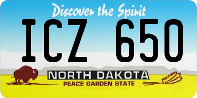 ND license plate ICZ650