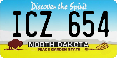 ND license plate ICZ654