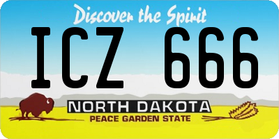 ND license plate ICZ666