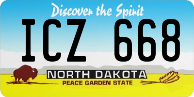 ND license plate ICZ668