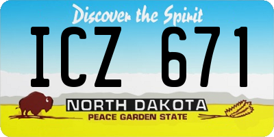ND license plate ICZ671