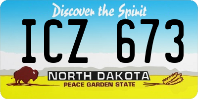ND license plate ICZ673