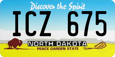 ND license plate ICZ675