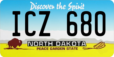 ND license plate ICZ680