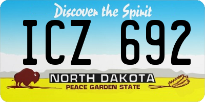 ND license plate ICZ692