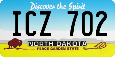 ND license plate ICZ702