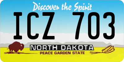 ND license plate ICZ703