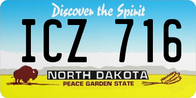 ND license plate ICZ716