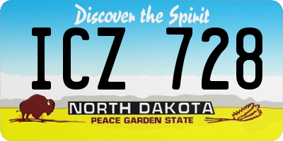 ND license plate ICZ728