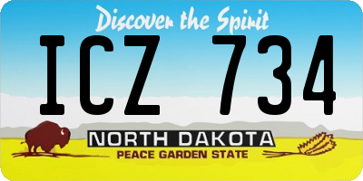 ND license plate ICZ734