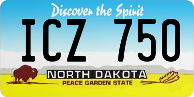 ND license plate ICZ750