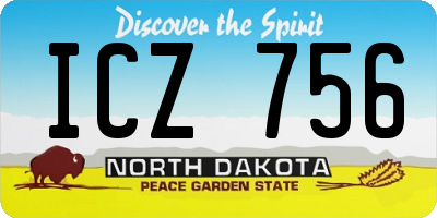 ND license plate ICZ756