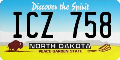 ND license plate ICZ758