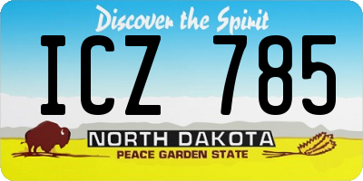 ND license plate ICZ785