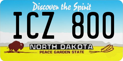 ND license plate ICZ800