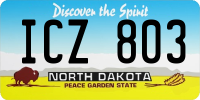 ND license plate ICZ803