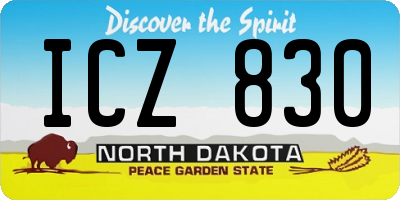 ND license plate ICZ830