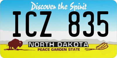 ND license plate ICZ835