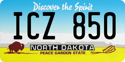 ND license plate ICZ850