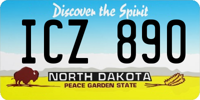 ND license plate ICZ890