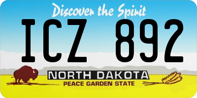ND license plate ICZ892