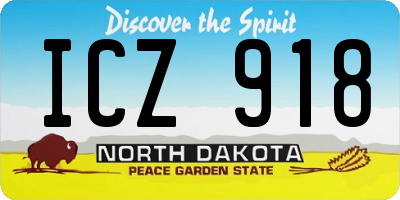 ND license plate ICZ918