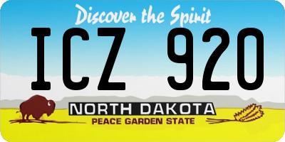 ND license plate ICZ920