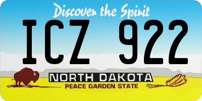 ND license plate ICZ922