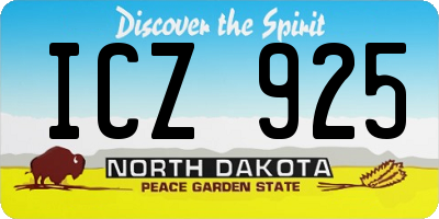 ND license plate ICZ925