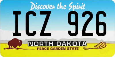 ND license plate ICZ926