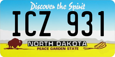 ND license plate ICZ931