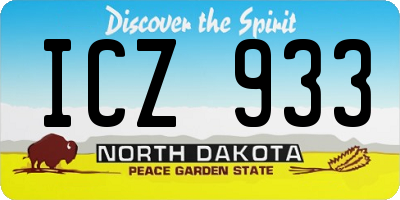ND license plate ICZ933
