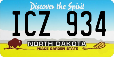 ND license plate ICZ934