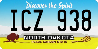 ND license plate ICZ938
