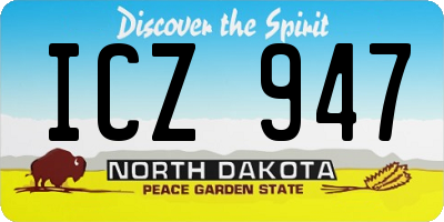 ND license plate ICZ947