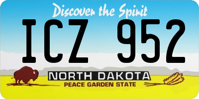 ND license plate ICZ952