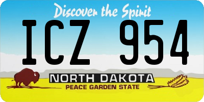 ND license plate ICZ954
