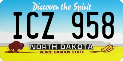 ND license plate ICZ958
