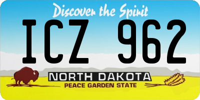 ND license plate ICZ962