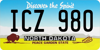 ND license plate ICZ980