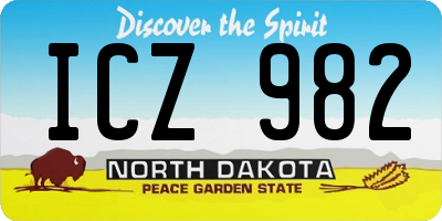 ND license plate ICZ982