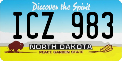 ND license plate ICZ983