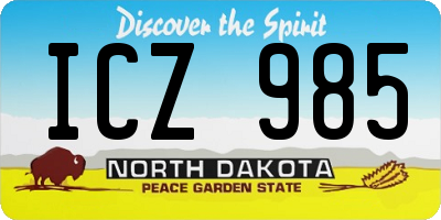 ND license plate ICZ985