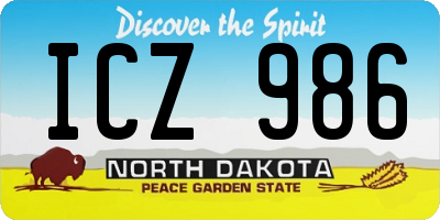 ND license plate ICZ986