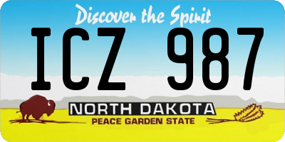 ND license plate ICZ987