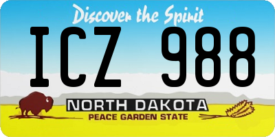 ND license plate ICZ988